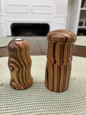 Vintage mid century modern wood salt and pepper shakers